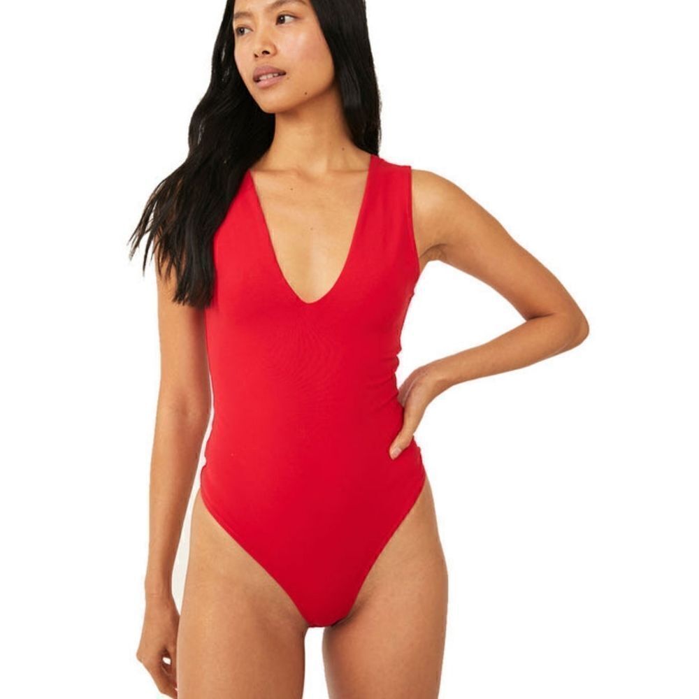 Intimately FP -‎ XS -  Keep It Sleek Bodysuit FREE PEOPLE Pink Poinsetta